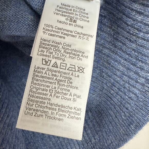 J. Crew Cashmere Crewneck Sweater Cropped Fit Pullover Blue Womens Medium NWT - Picture 10 of 11